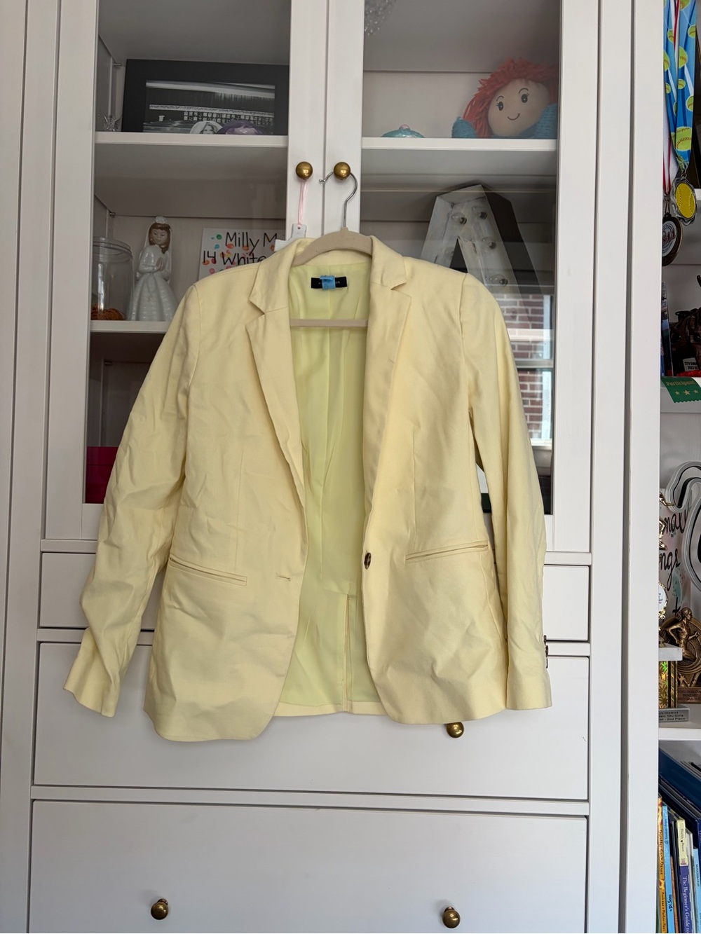 Ann Taylor Pale Yellow Single-Button Blazer